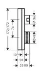 Unterputz-Thermostat mit Absperrventil in Chrom, markiert mit AXOR. Details und Maße sind grafisch abgebildet.